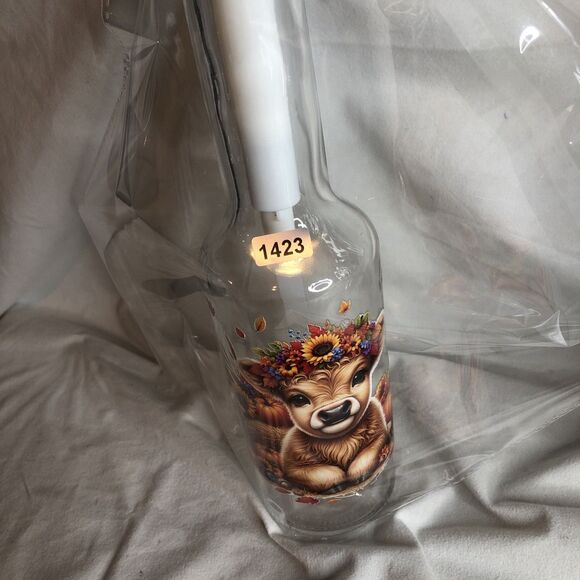 Highland Cow & 🌻 Sunflowers 🌻 Syrup Dispenser Bottle NEW - Picture 6 of 6